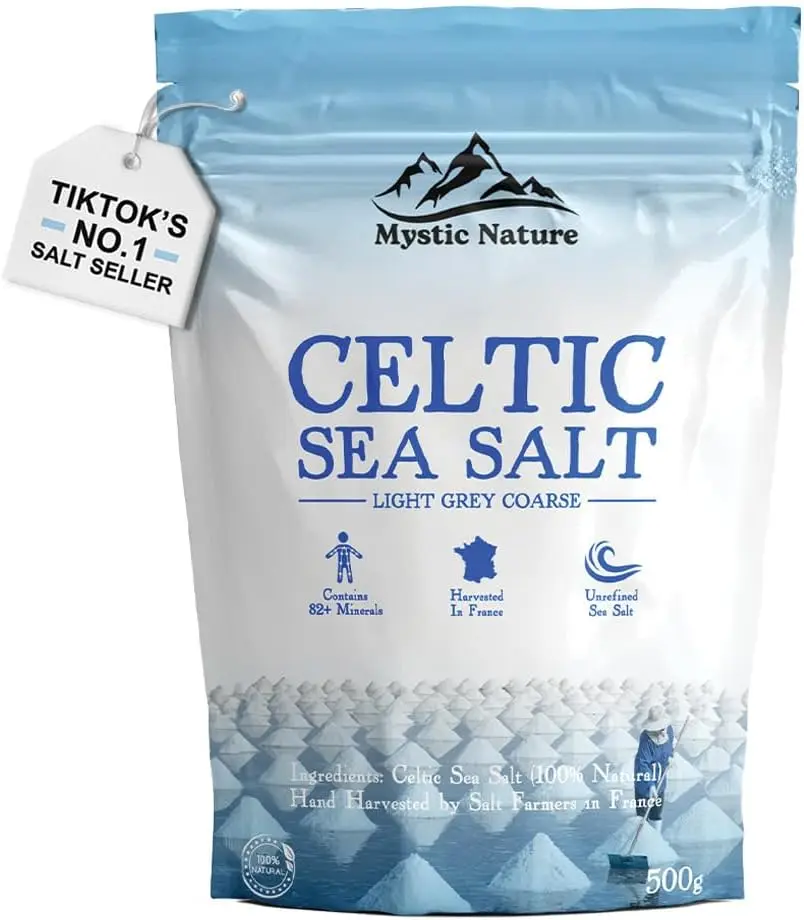 Mystic Nature Celtic Sea Salt - 500g | 100% Natural Unrefined Mineral-Rich Crystals from France