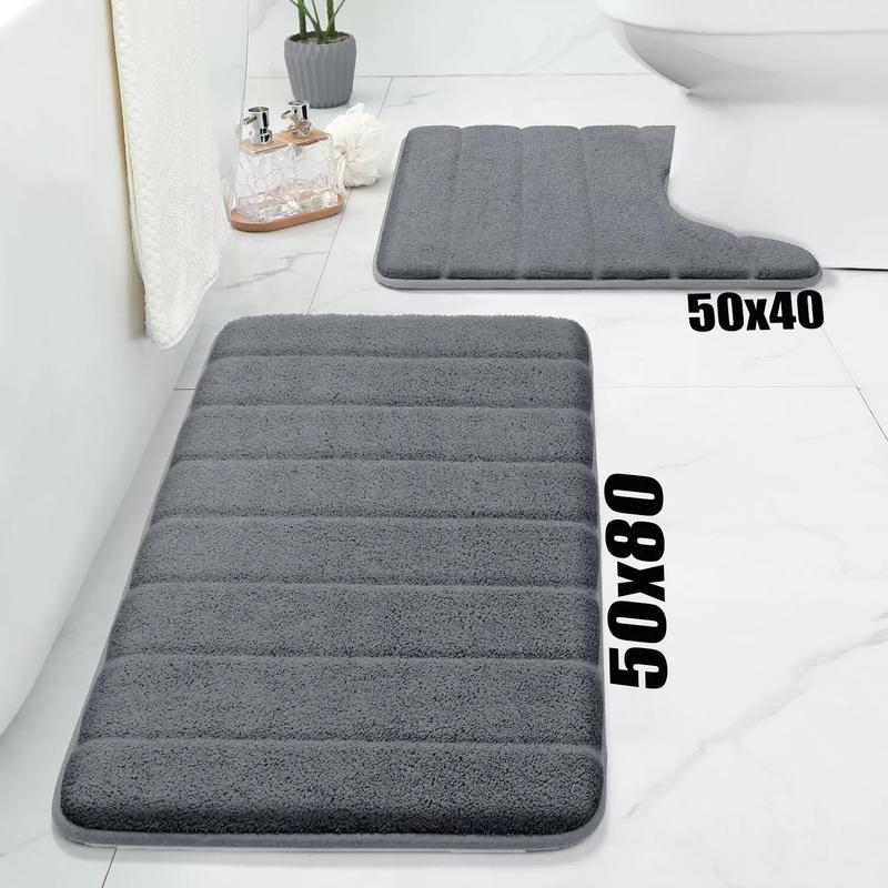 Non Slip Bath Mat Velvet Memory Foam Extra Large Bathroom Rug Water Absorbent Toilet Pedestal Mats Light 3