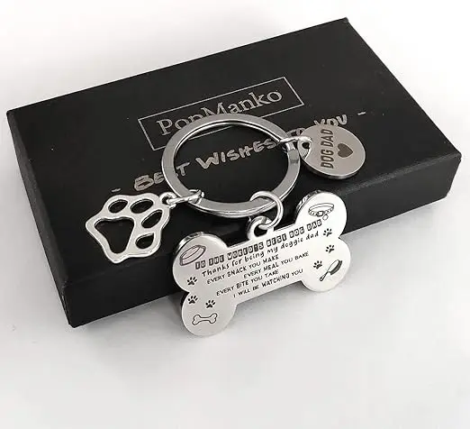 Dog Dad Gifts Keyring, Funny Father's Day Gifts Cards from The Dog, Best Dog Dad Father Gifts to Dad, Dog 4