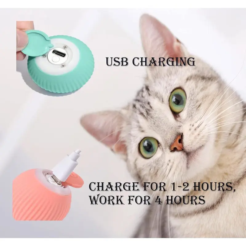 Intelligent Interactive Cat Toys Ball with LED Lights, Cat Toys, Automatic Moving Rolling Ball for Indoor Cats, Cat Automatic Toy 3