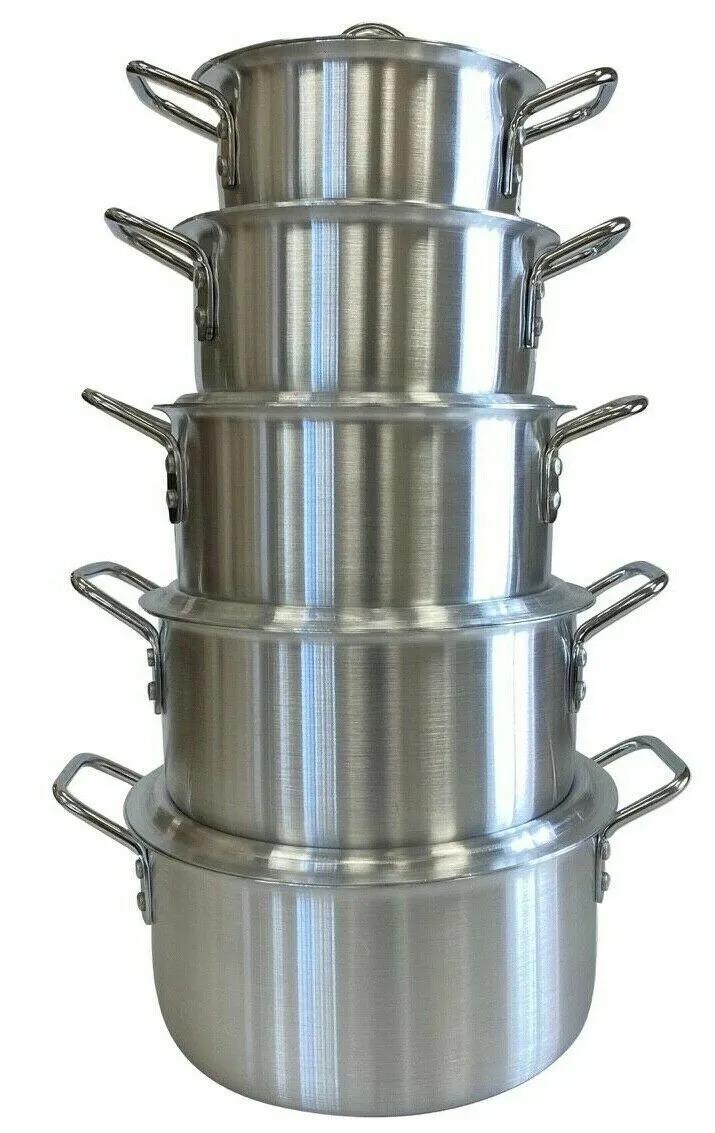 Product Introduction of 5PC Aluminum Casserole Cooking pots Soup Pots Cookware 5pc set Handles Oil Frying Pasta Aesthetic Kitchen with Lid Stockpot 5