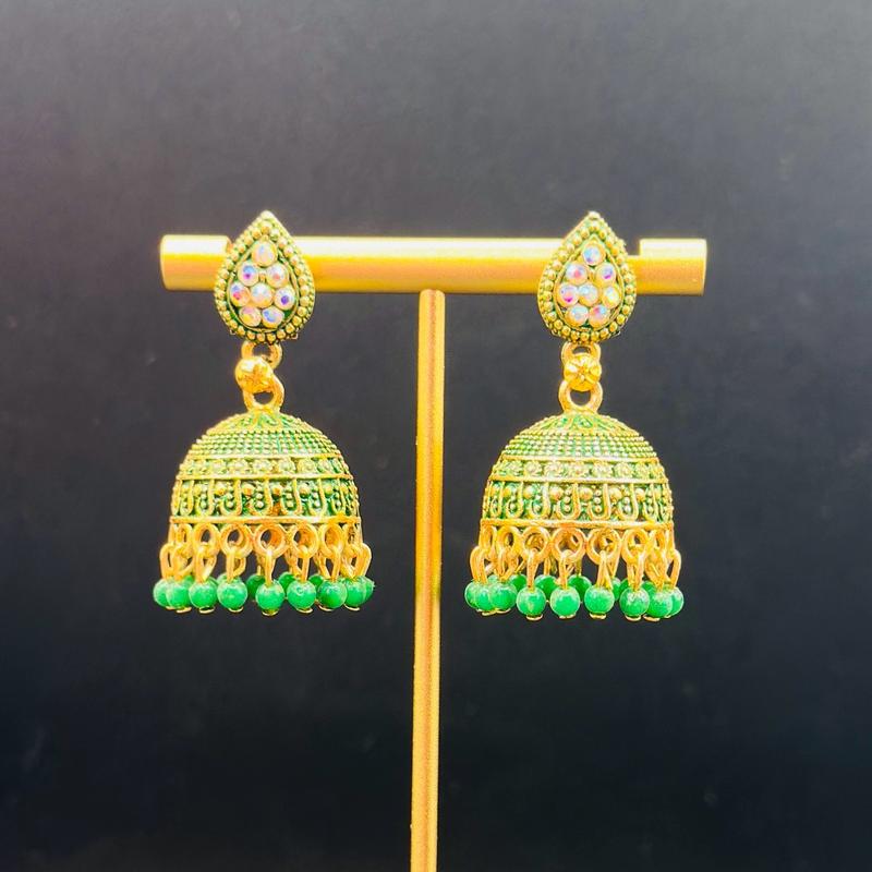 Tear Drop Shaped Dome Jhumka Earrings 5
