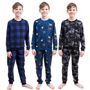 Boys Fleece Pyjama Set with Long Sleeve T-Shirt & Bottom Pants Sleepwear Loungewear & Nightwear for Kids Soft & Comfortable Top & Trousers 4-13 Years