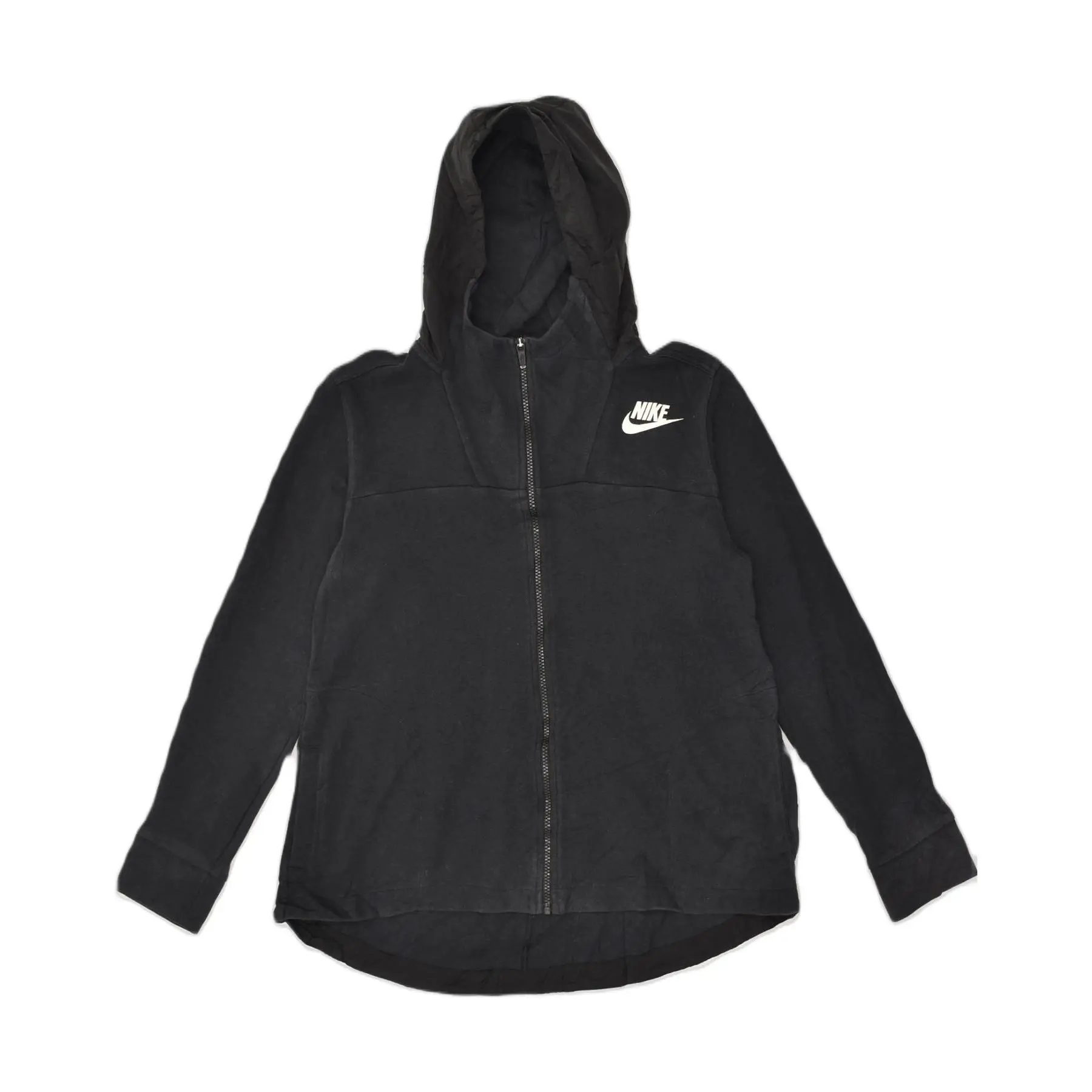 Pre-Owned Vintage NIKE Womens Zip Hoodie Sweater UK 14 Medium Black Cotton