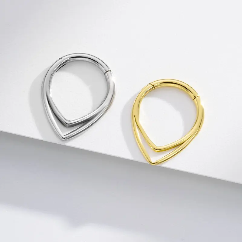 Oufer 16G Double Hoop Hinged Segment Triangle Septum Ring 2
