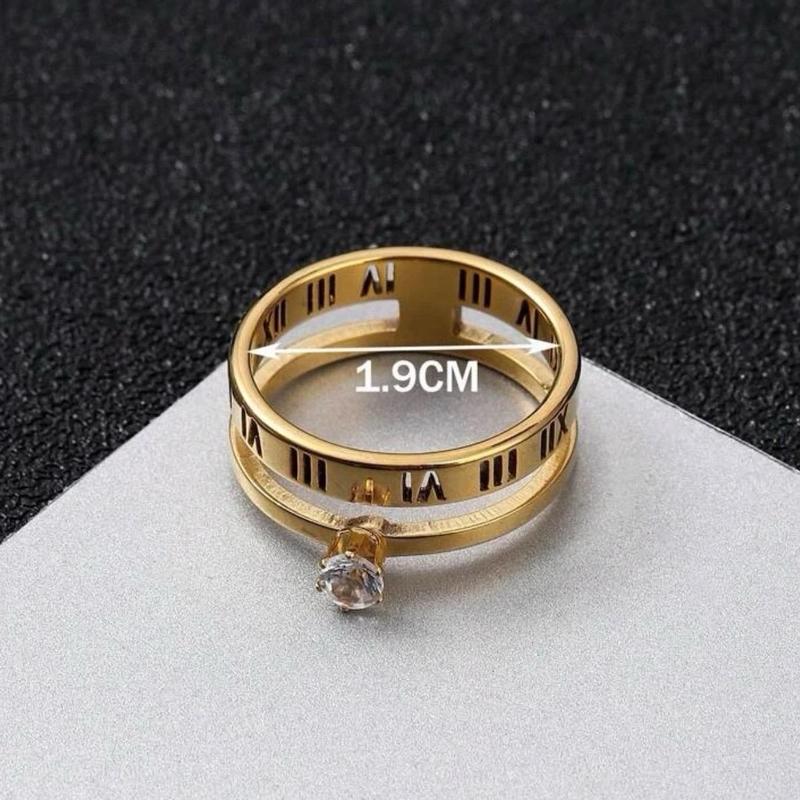Stainless Steel Unisex Ring with Roman Numerals and Cubic Zirconia for Any Occasion moissanite gold jewellery silver jewellery 3