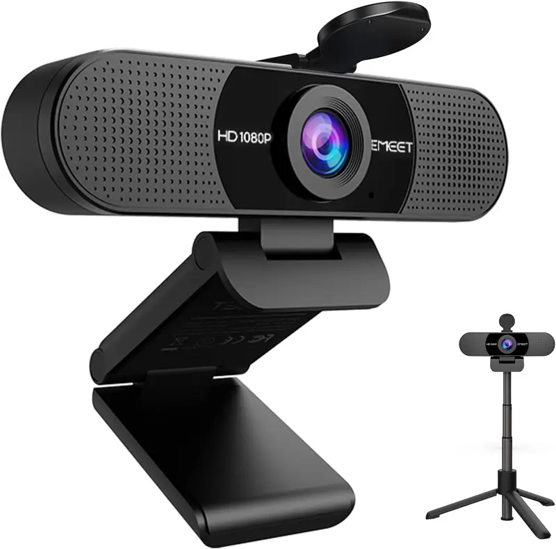 1080P Webcam for PC, EMEET C960 2K 4K Webcam with Microphone, 2 Mics Web Camera, 90°View Streaming Webcam, Plug and Play USB Webcam for Laptop/Desktop, Online Calling/Conference 1