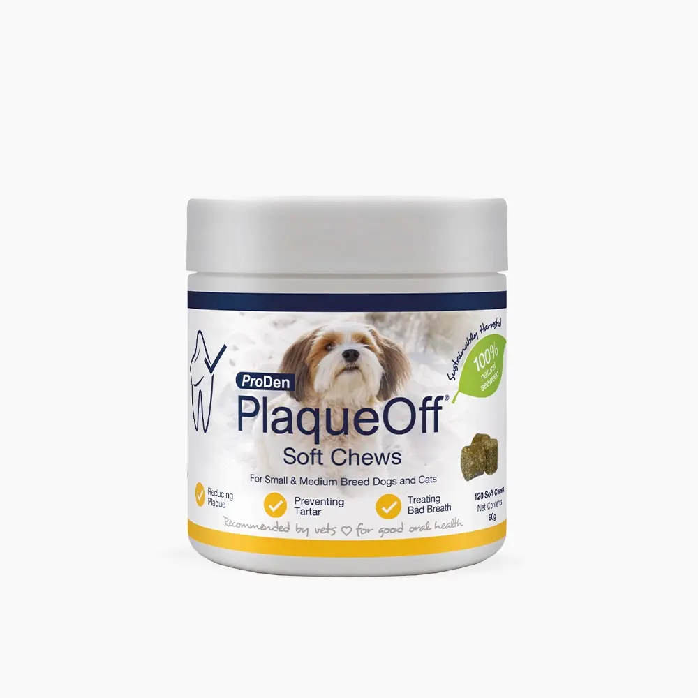 ProDen PlaqueOff Soft Chews | Natural Plaque, Tartar & Bad Breath Remover for Small or Medium Dogs | Works Systemically Not by Abrasion or Chewing