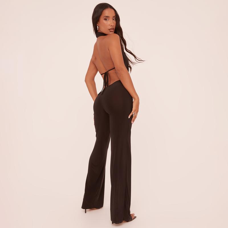 Plunge Knot Detail Flared Leg Jumpsuit 4