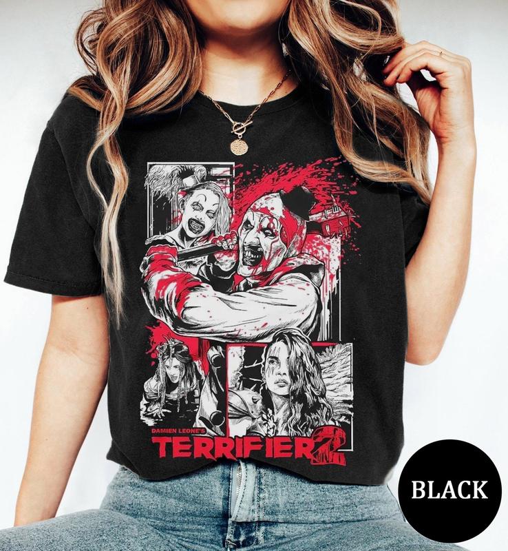 Vintage Terrifier Comfort Colors Shirt, Terrifier Art the Clown T-Shirt, Halloween Party, Creepy Clown Tee, Halloween Gift 2