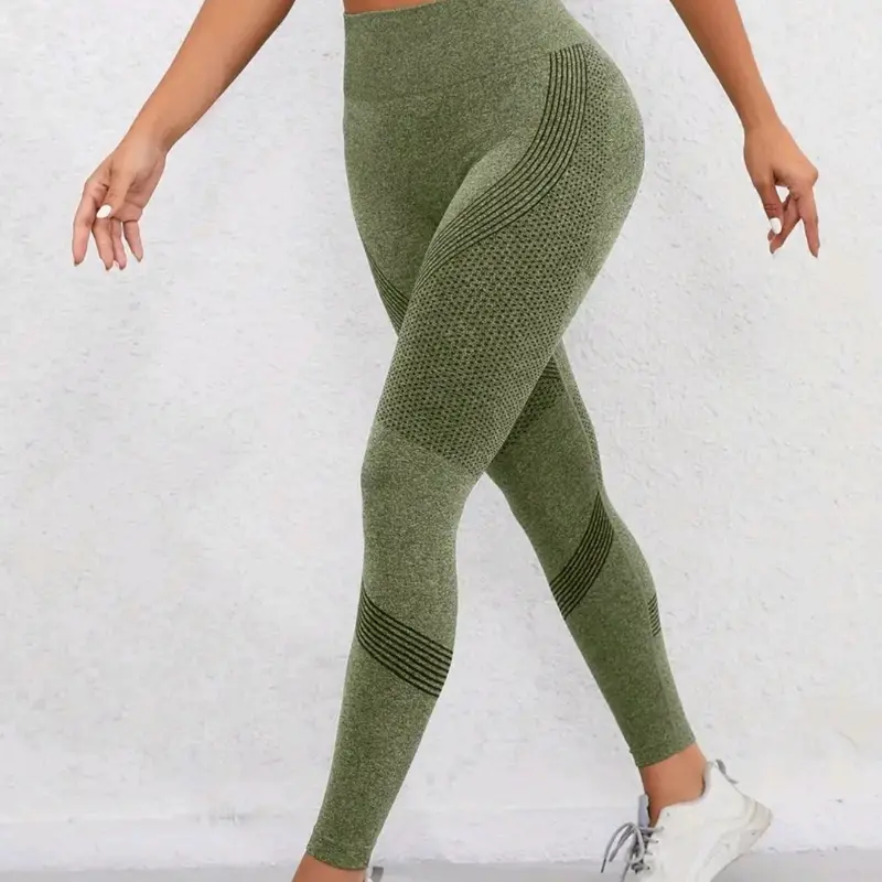 Womens New Trendy Slim Fitting Gym Leggings, Stretchy Wide Waistband, Seamless, Yoga, Ladies Athletic Sportswear, Clothing For Workout, Exercise, Gym Casual Slim-fitting 0