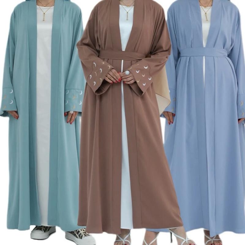 Moon Embroidery open Kamino abaya/ Open kamino Abaya muslimah style islamic wear lover 1