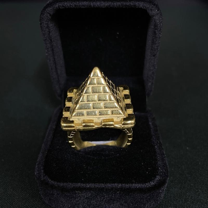 Pyramid Castle Ring Stainless steel Gold Plated 2