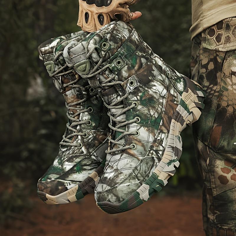 Product Introduction of Men's Trendy High Top Camouflage Boots, Comfy Non Slip Lace Up Durable Rubber Sole Hiking Shoes For Men's Outdoor Activities 5