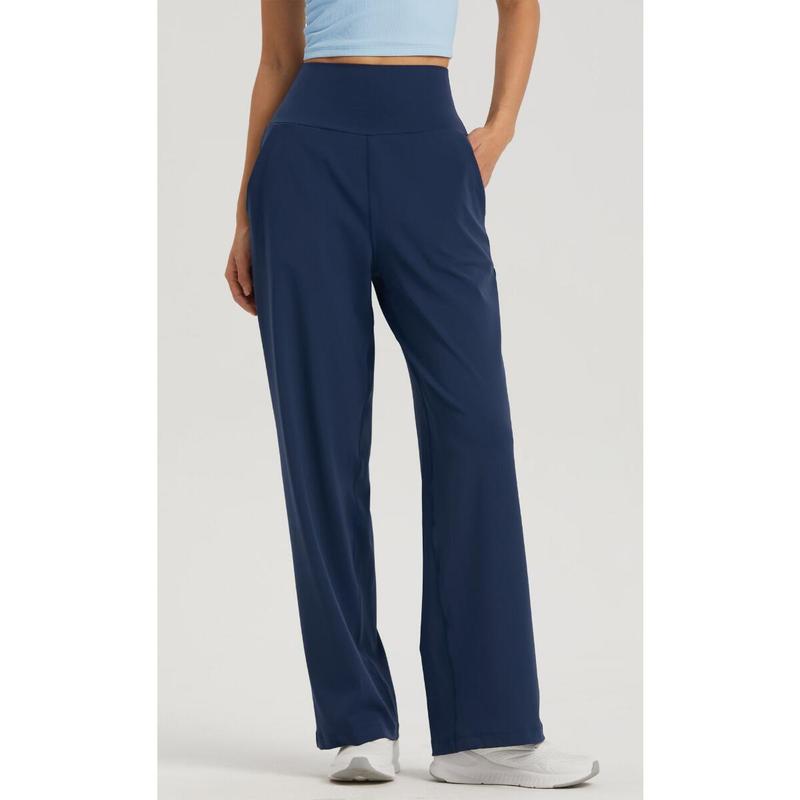 KatchMe Women's Athleisure Plain High Waist Drawstring Stretchy Pocket Wide Leg Yoga Pants 5