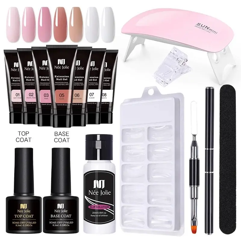 Professional Poly Gel Nail Kit with UV Light 7 colors Gel Nail Extensions Starter Kit, Gel Nail Polish Great for Beginners with everything, All-in-One Solution for Manicure and Nail Art, Nail polish, Back to School, Nail supplies Salon Nail Care Set 0