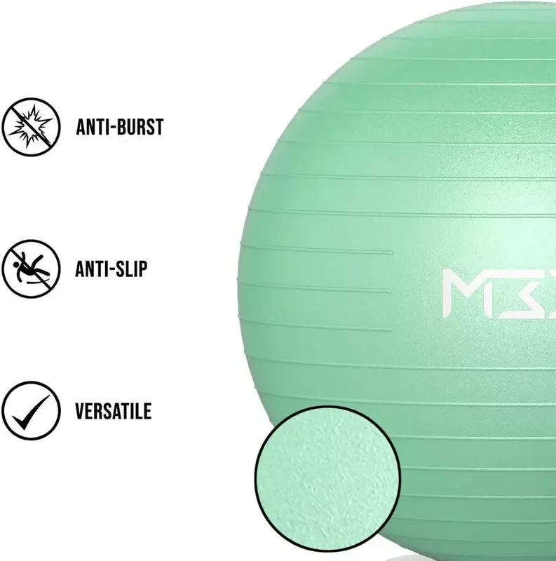 Yoga Ball Exercise Ball, Anti Slip Stability Ball Chair, Heavy Duty Large Gym Ball for Fitness, Balance, Core Workout and Physical Therapy (Green) 0