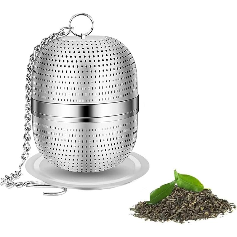 Tea Infuser for Loose Tea, Stainless Steel Tea Infuser Mesh Tea and Herb Ball Strainer, Tea Ball Strainers Infuser with Drip Trays, for Loose Leaf Tea, Herbal Tea, Mugs Teapots Spice Filter Silver 0