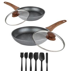 AEX Nonstick Frying Pan Set: 24cm & 28cm with or without Lid Cookware Handles