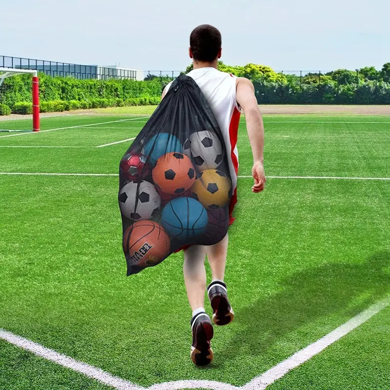 30” x 40” Extra Large Sports Ball Bag for Football, Basketball, Volleyball, Swimming Gear - Drawstring Mesh Bag with Adjustable Shoulder Strap 2
