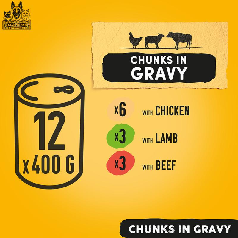 Pedigree Mixed Wet Adult Dog Food Mixed In Gravy Chicken X 6, Lamb X 3 & Beef X 3 (12x400G) Available In 12,24 & 36 Pack 5