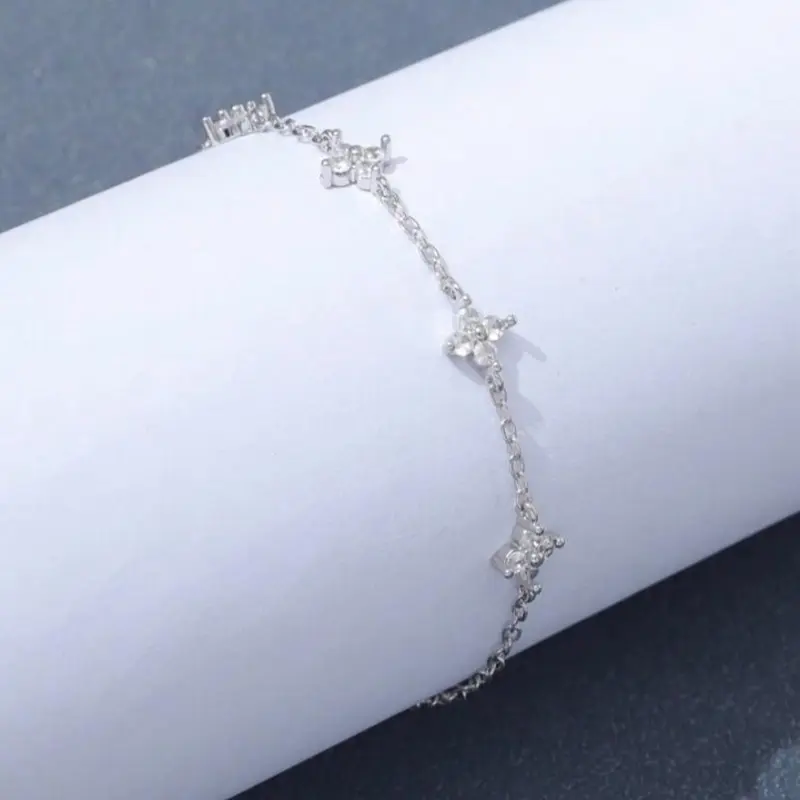 Silver Clover Diamanté Stainless Steel Bracelet 2