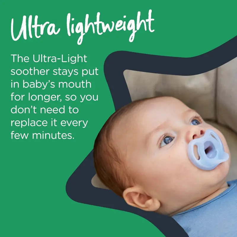 Ultra-light Dummies, 0-6 months, 2 pack of one piece silicone, BPA free Dummies 4