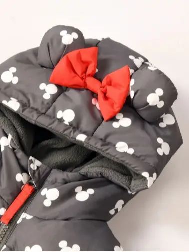 Disney Minnie Mouse Girls Outdoor Hooded Zip Coat With Bow Detailing to the Hood 2