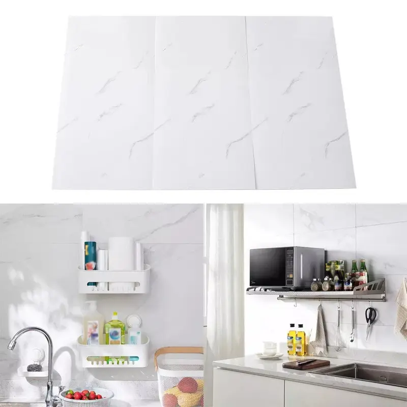 10PCS White Marble 2 PVC Wall Tile Stickers – Self-Adhesive 30x60cm for Kitchen & Bathroom Decorative Decor Ornaments Tiles Sticker pu stone panel Waterproof Bamboo Pet Plants Plastic Wooden 7