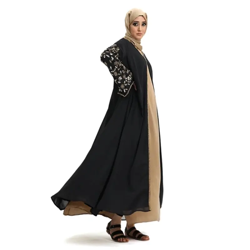 Hina Pearl Chiffon Black Gold Beaded Kimono 4