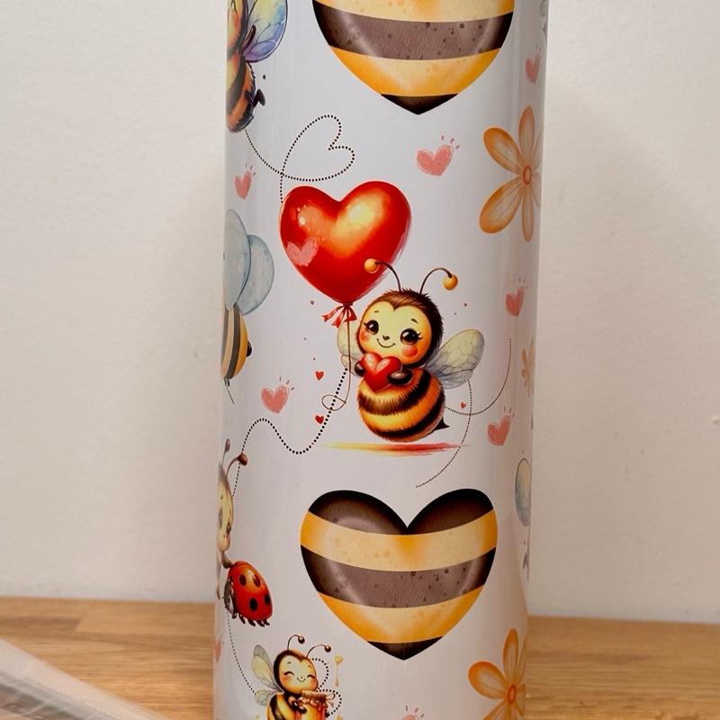 Personalised Bumble bee 20oz Stainless Steel Skinny Tumblers Portable Straw Flasks Water Bottles Drinkware Stylish 3