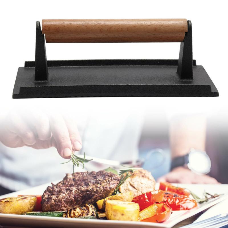 Cast Iron Grill Steak Weight Bacon Press Flat BBQ Hamburger Meat Patty Cooking Kitchen Utensils 0