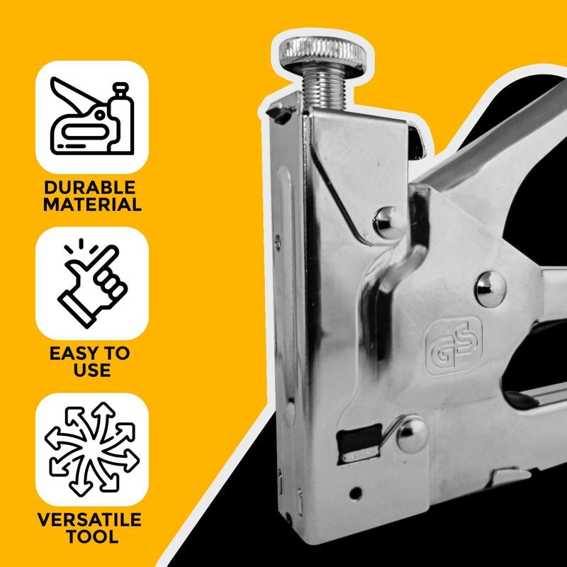 ZYBUX - 3-in-1 Heavy Duty Staple Gun & 600 Staple Selection Pack - Professional Set with Multiple Usage as for Craft, DIY, Teachers, Upholstery Work, for Wood 3