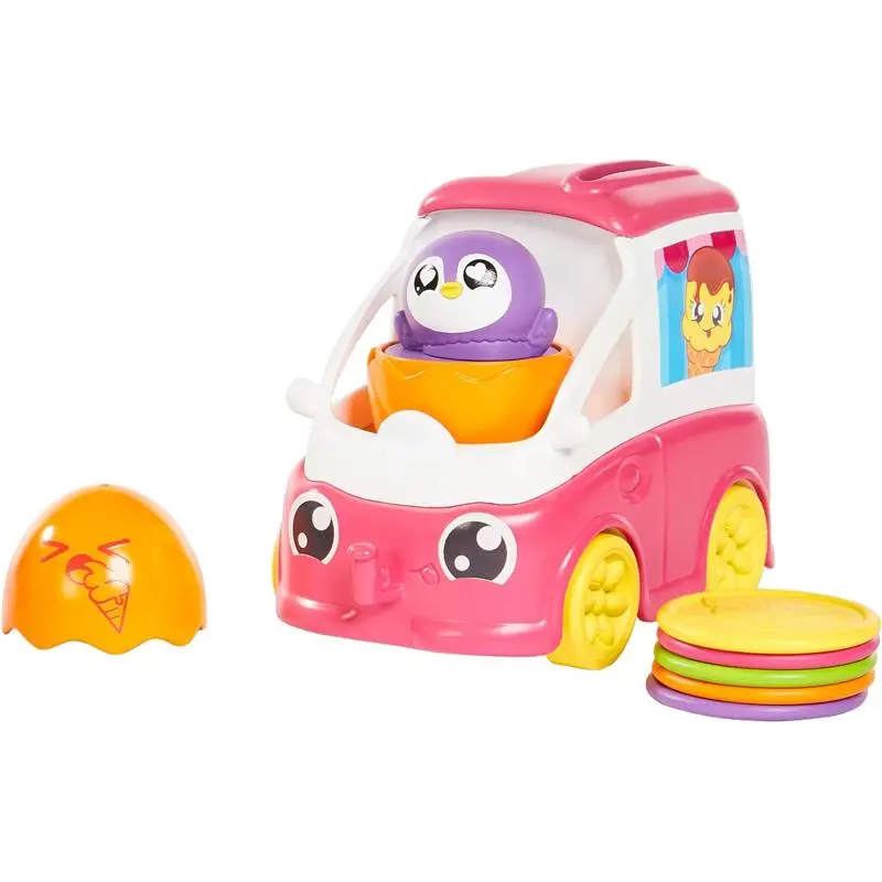 Tomy: Toomies - Fill and Pop Ice Cream Truck with Hide and Squeak Egg - Educational Push-Along Play Toy for Toddlers 0