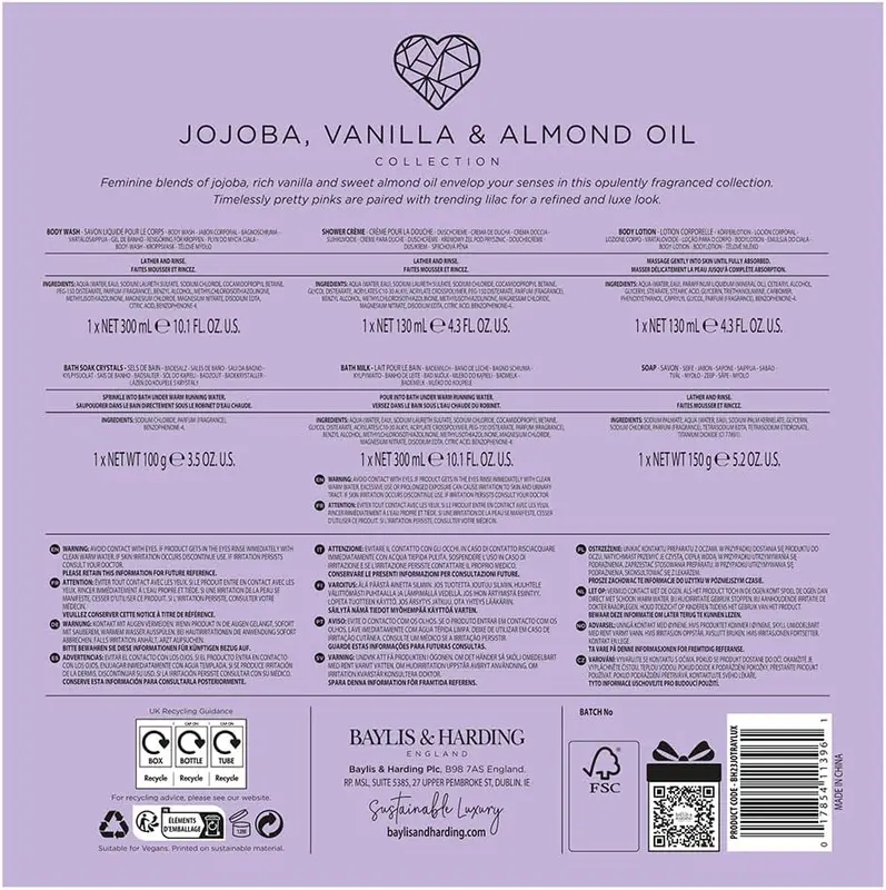 Baylis & Harding Jojoba, Vanilla & Almond Oil Ultimate Bathing Large Gift Set (Pack of 1) - Vegan Friendly Body Care Hydrating Comfort Cosmetics Skincare Luxury 4