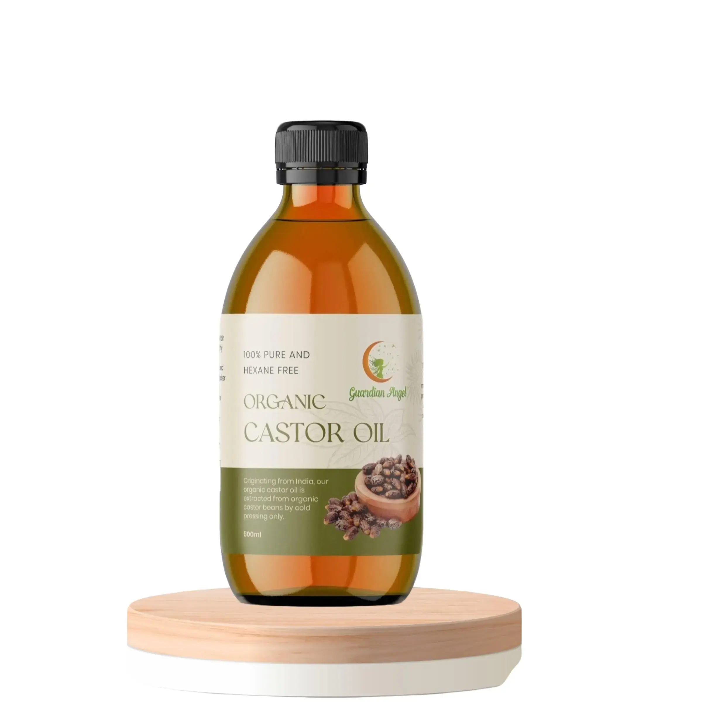 Guardian Angel's Organic Castor Oil -Virgin Cold Pressed in Amber Glass Bottle Body Care Remedy Cosmetic  Comfort body  glow castor  oil