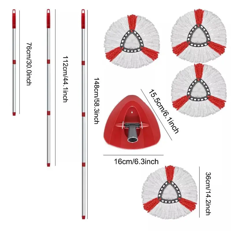 Spin Mop Head Replacement, Base, Handle for Vileda Turbo Microfibre Mop Refills 1