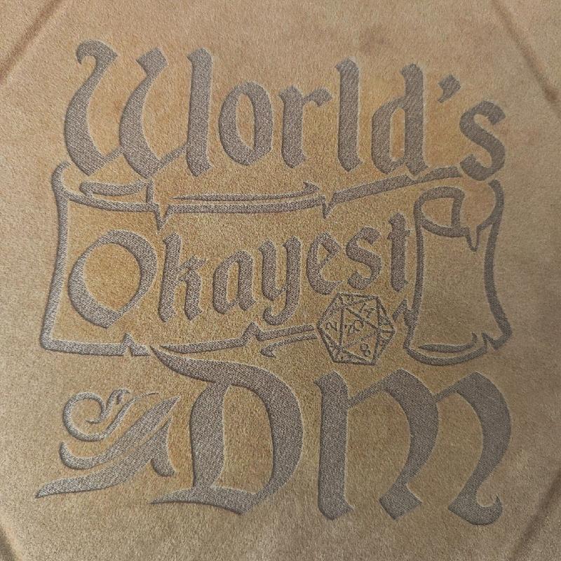 dungeons and dragons world's okayest dm dice tray laser engraved personalised tablettop game accessory rpg 2