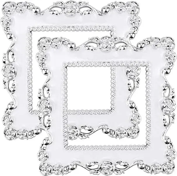 Light Switch Sticker- 2 Pcs Square Plastic Switch Surround Protective Cover Plate Rhinestone Wall Socket Stickers Decorations for Home, Living Room, Office (White)