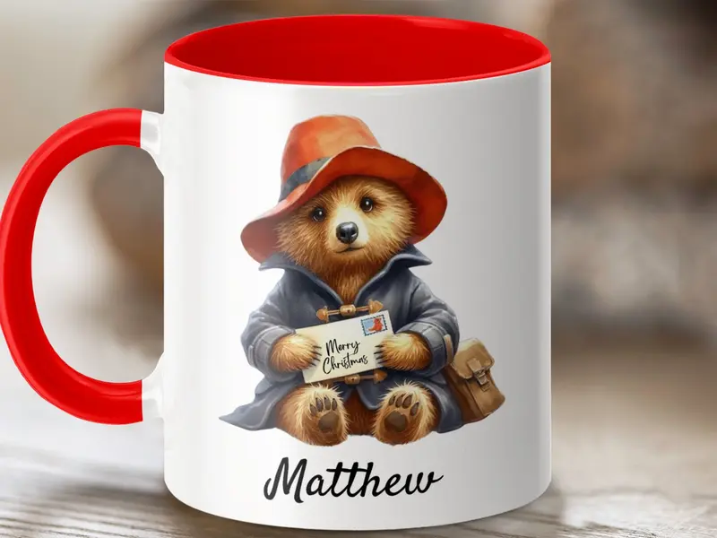 Bear Mug, Personalised 11oz Ceramic Mug, Christmas Gift, Children's Stocking Filler Drinkware Drinkware Reusable Cup Drink obsession festive  mugs 0