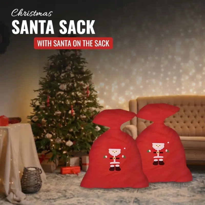 AtoZ MarketPlace Deluxe Felt Christmas/Xmas Santa Sack with Santa on the sack. Ideal Pre (60X90CM) Gifts Ornaments Decor Decoration 1