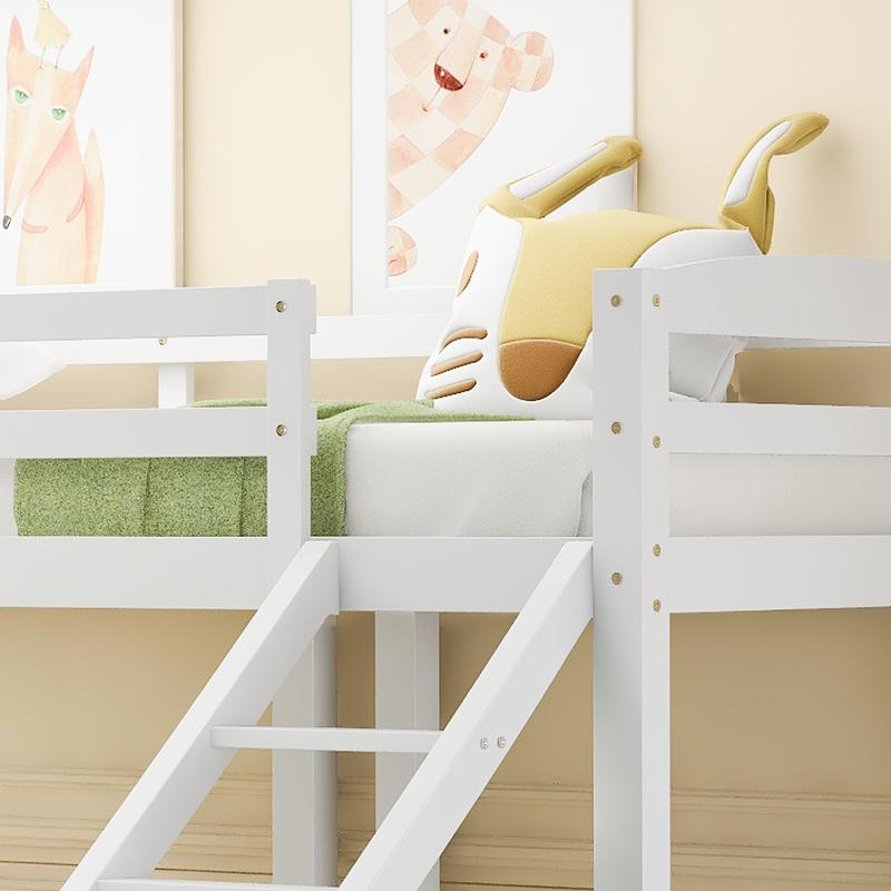 UK New Bed Loft Bunk Bed Triple Sleeper with Side Ladder for Children and Teens 3FT, White (90x190cm,90x200cm) 4
