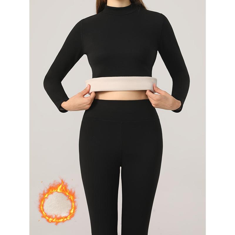 2pcs, Autumn And Winter Warm Suit For Women, Including Warm Base Top And Pants, Thermal Wear For Fall And Winter Womenswear Underwear 0