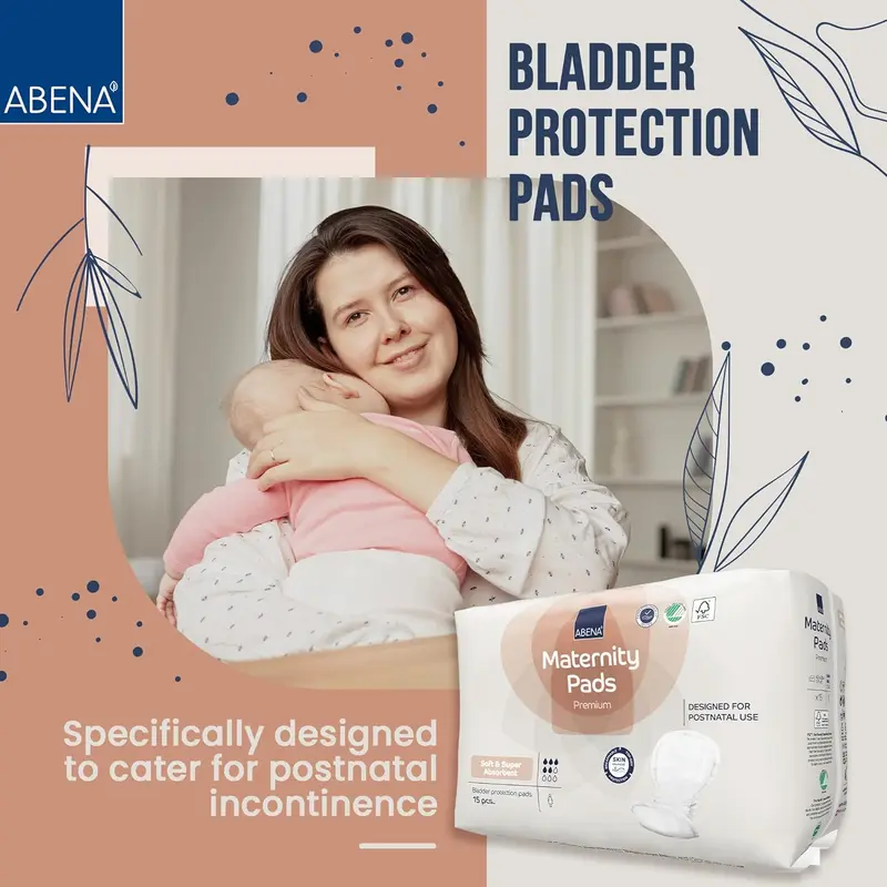 Premium Maternity Pads, Postpartum Essentials, Eco-Labelled Maternity Pads After Birth, Extra Protection, Breathable and Skin Friendly Incontinence Pads Women, Sustainable Maternity Pads - 15PK 1