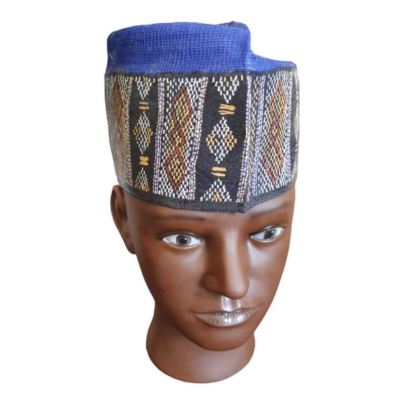 SALMA 1 Piece NavyBlue/Multicolor Fashion Hand Woven Traditional Man Cap.  Menswear 1