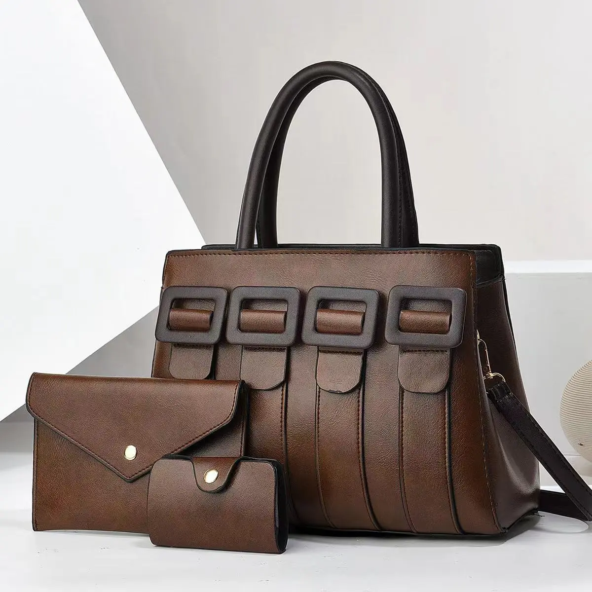 2024 New Wholesale Luxury Fashion Quilted PU Leather Handbags Set Women's Large Capacity Women's Messenger Bags with Purse