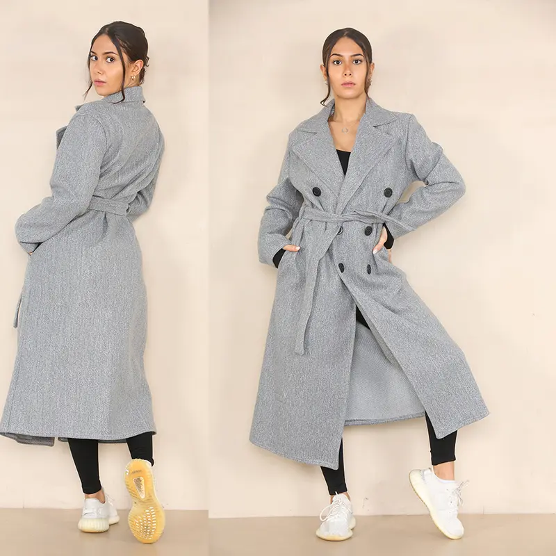 WOMENS BUTTON LAPEL WAIST TIE SOFT THERMAL COAT Chic Collar / Pockets Fashion Essential Comfortable Belt Womenswear Casual Elegance Elegant Jackets 8-14 16-20 PLUS SIZE 7