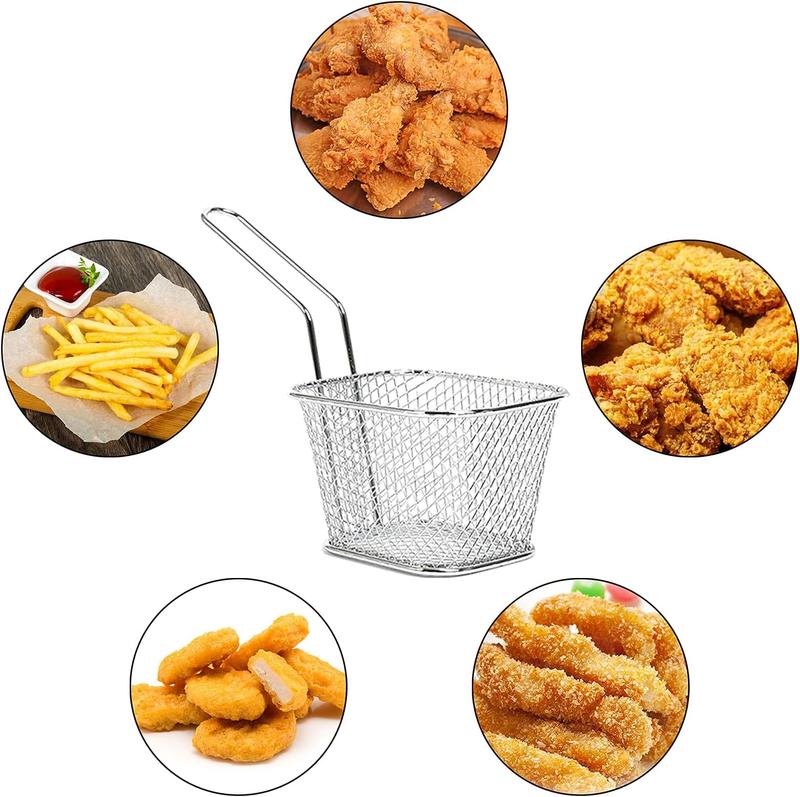 Buckingham Mini Serving Basket Rectangular for Fries Nuts Tenders Appetiser Stainless Steel Kitchen Organiser for Snacks, Sides, and Table Presentation 8