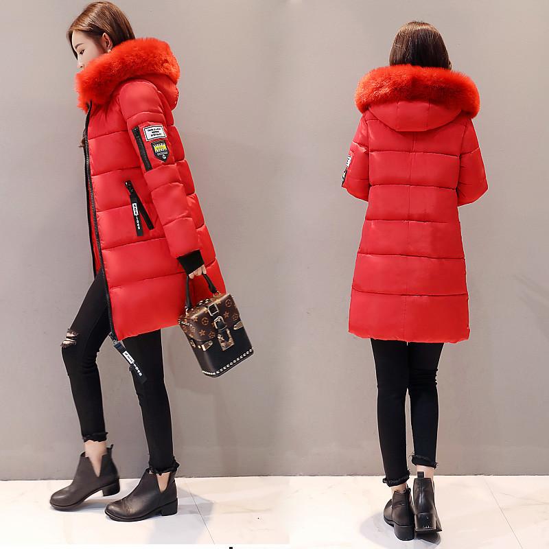 Product Introduction of New Winter Women Parka Coats Cotton Casual Fur Neckline Long Hooded Jackets Thick Warm Slim-fit Jacket Female Overcoat Clothes Womenswear Tops 4