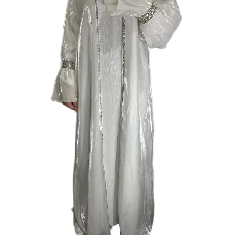 White Abaya with undergarment and scarf 1